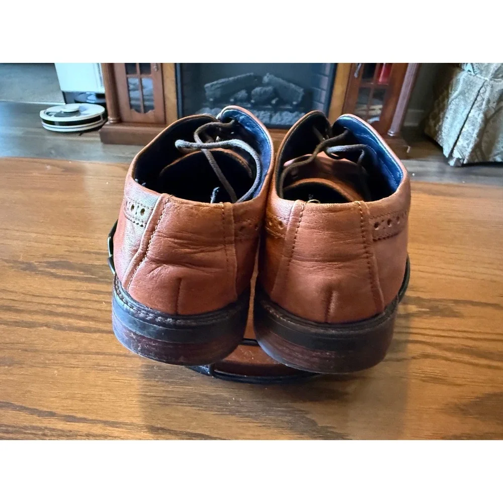 Cole Haan Men Grand.OS British Tan Leather Cap Toe Brogue Oxford C28882 Size 8.5